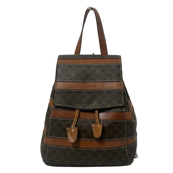 Auth CELINE Macadam - Dark Brown Brown PVC Leather Backpack - Picture 1 of 10